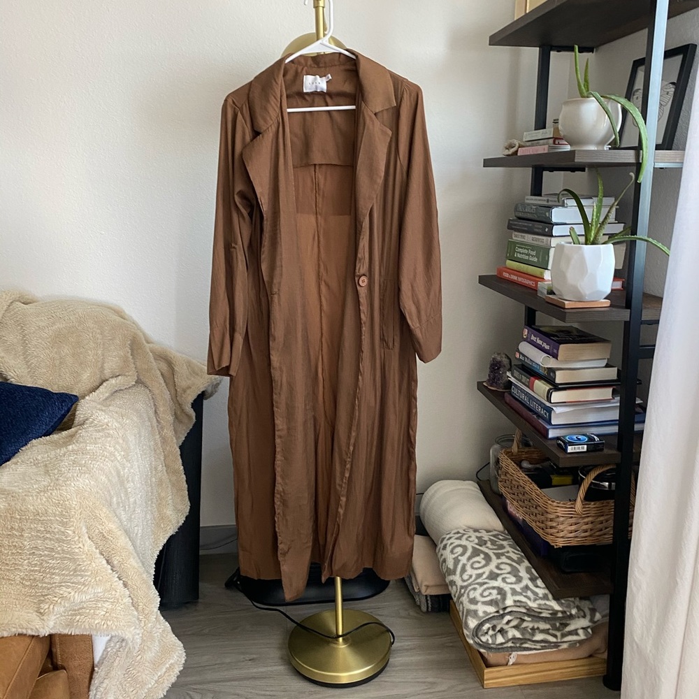 Satin Brown Duster Trench Coat